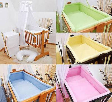 7 Piece Crib Baby Bedding Set 90x40 Canopy Fits Rocking/ Swinging Cradle - Plain - babycomfort.co.uk