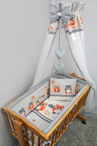7 Pce Crib Baby Bedding Set 90 x 40 Canopy Fits Rocking/Swinging Cradle - Print - babycomfort.co.uk