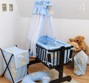 7 Pce Crib Baby Bedding Set 90 x 40 Canopy Fits Rocking/Swinging Cradle - Print - babycomfort.co.uk