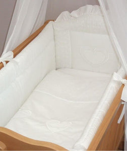 9 Piece Crib Baby Bedding Set 90 x 40 cm Fits Swinging /Rocking Cradle - Heart - babycomfort.co.uk
