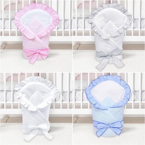 Newborn Baby Soft Swaddle Wrap 0-3 months / Swaddling Blanket / Duvet - Plain Check - babycomfort.co.uk