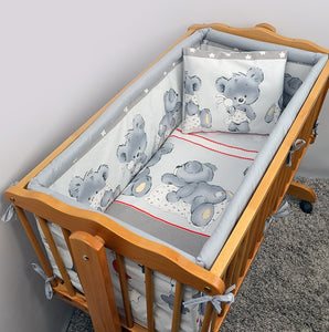 Cotton 5 Piece Crib Baby Bedding Set 90x40 Fits Rocking Cradle - Mika - babycomfort.co.uk