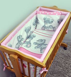 6 Pcs Crib Bedding Set with Terry sheet + All-round Bumper 90x40 cm - Mika - babycomfort.co.uk