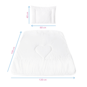Quilted Duvet & Pillow Set / Crib, Cot, Cot Bed or Junior Bed / Big Heart - babycomfort.co.uk