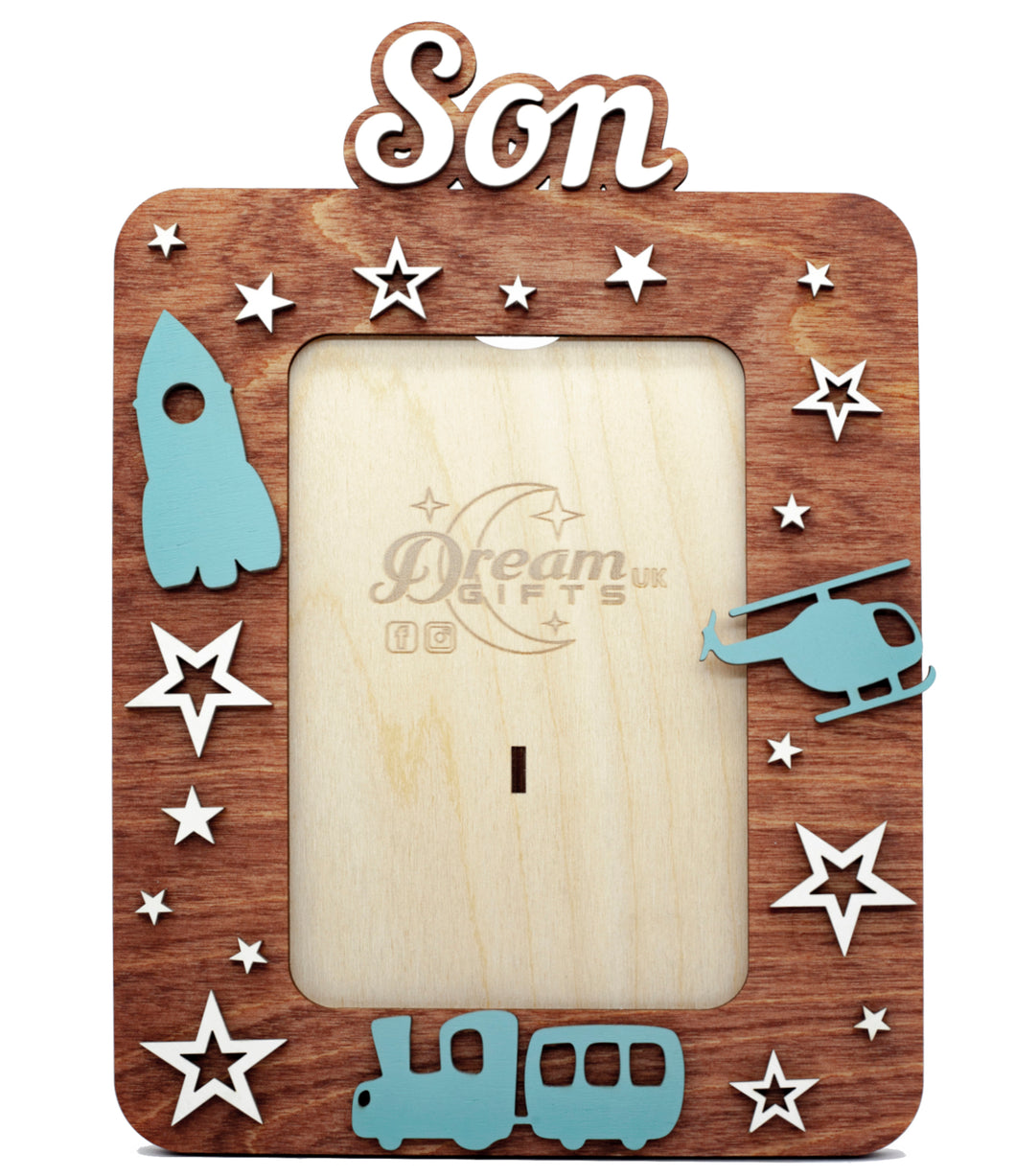 Son Baby Wooden Photo Frame Handmade for Tabletop or Wall Decorative Gift Idea - babycomfort.co.uk