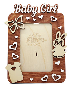 Baby Girl Wooden Photo Frame Handmade for Tabletop or Wall Decorative Gift Idea - babycomfort.co.uk