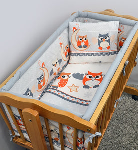 Cotton 5 Piece Crib Baby Bedding Set 90x40 Fits Rocking Cradle - babycomfort.co.uk