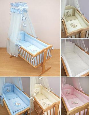 9 Piece Crib Baby Bedding Set 90 x 40 cm Fits Swinging / Rocking Cradle - Moon - babycomfort.co.uk
