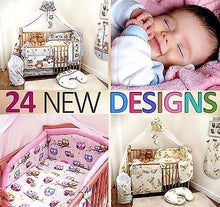 Load image into Gallery viewer, 7 Piece Baby Bedding Set / Pillowcase / Duvet / Quilt Cover / Bumper / Canopy - babycomfort.co.uk