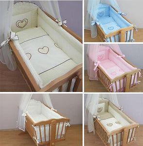 Crib All Round Bumper 260cm Long Covers 4 Sided of Cradle 90x40 cm Heart - babycomfort.co.uk