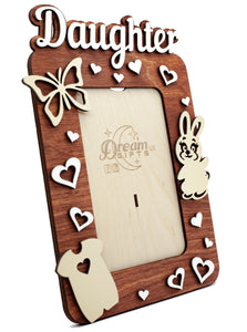Daughter Baby Wooden Photo Frame Handmade for Tabletop Wall Decorative Gift - babycomfort.co.uk