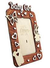 Load image into Gallery viewer, Baby Girl Wooden Photo Frame Handmade for Tabletop or Wall Decorative Gift Idea - babycomfort.co.uk