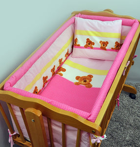 6 Pcs Crib Bedding Set with Terry sheet + All-round Bumper 90x40 cm - Pattern - babycomfort.co.uk