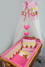Load image into Gallery viewer, 7 Pce Crib Baby Bedding Set 90 x 40 Canopy Fits Rocking/Swinging Cradle - Print - babycomfort.co.uk