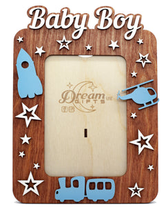 Baby Boy Wooden Photo Frame Handmade for Tabletop or Wall Decorative Gift Idea - babycomfort.co.uk