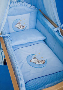 9 Piece Crib Baby Bedding Set 90 x 40 cm Fits Swinging / Rocking Cradle - Moon - babycomfort.co.uk