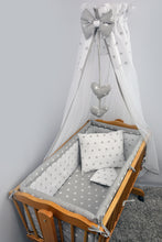 Load image into Gallery viewer, 7 Pce Crib Baby Bedding Set 90 x 40 Canopy Fits Rocking/Swinging Cradle - Print - babycomfort.co.uk