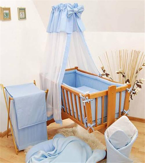 8 Piece Crib Baby Bedding Set 90x40 Fits Nursery Rocking / Swinging Cradle Plain - babycomfort.co.uk