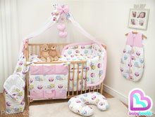 Load image into Gallery viewer, 14 Pcs Bedding Set Padded Safety Bumper Canopy Fits Cot 120x60 cm / Cot Bed 140x70 cm, - babycomfort.co.uk