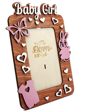 Load image into Gallery viewer, Baby Girl Wooden Photo Frame Handmade for Tabletop or Wall Decorative Gift Idea - babycomfort.co.uk