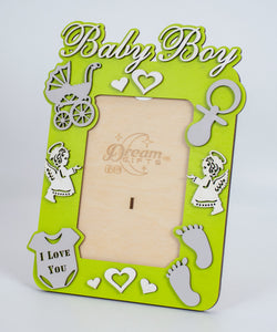Baby Boy, DreamGifts Baby Wooden Photo Frame Custom Hand Made for Tabletop or Wall, Decorative Style, Gift idea