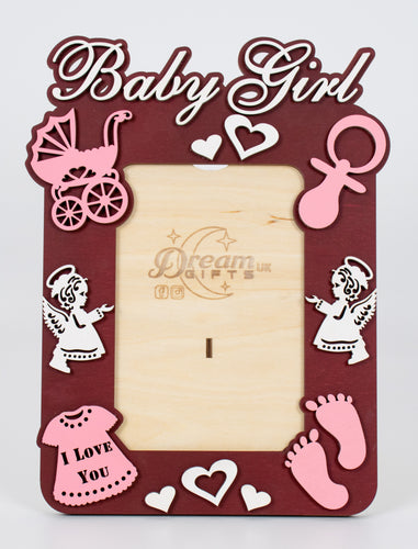 Baby Girl, Wooden Photo Frame Custom Hand Made for Tabletop or Wall, Decorative Style, Gift idea…