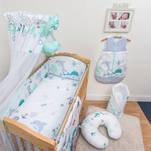 10 Piece Baby Cot Bedding Set 140/120 Duvet Cover Cot Bed Safety Bumper Canopy - babycomfort.co.uk