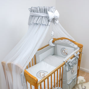 Luxury 10 Pcs Embroidered Baby Toddler Canopy Bedding Set For Cot Cot Bed - Moon - babycomfort.co.uk