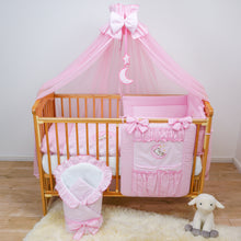 Load image into Gallery viewer, 16 Pcs Baby Bedding Set Nappy Bag Cot Tidy Wrap Curtains Fits Cot Cot Bed Moon - babycomfort.co.uk