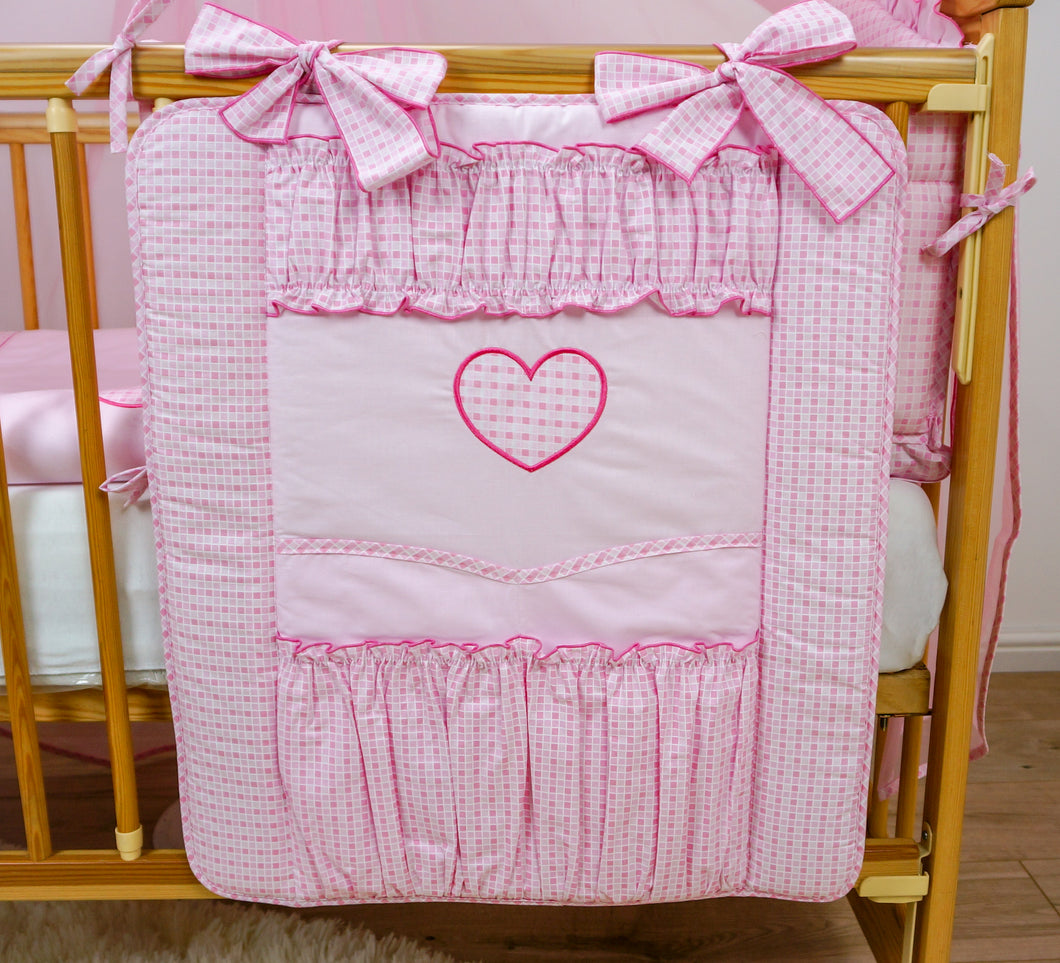 Cot Tidy / Organiser 4 Pockets Match Baby Nursery Cot / Cot Bed Bedding - Heart - babycomfort.co.uk