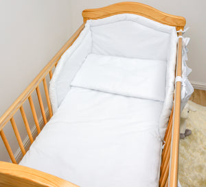 3 Piece Baby Bedding Set with Thick Bumper to fit 120x60 cm Cot - Plain - babycomfort.co.uk