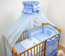 Load image into Gallery viewer, 11 Pcs Embroidered Baby Canopy Bedding Set For Cot/ Cot Bed - Hearts - babycomfort.co.uk