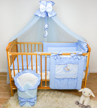 Load image into Gallery viewer, 14 Pcs Embroidered Baby Canopy Bedding Set For Cot / Cot Bed - Moon - babycomfort.co.uk