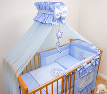 Load image into Gallery viewer, 11 Pcs Embroidered Baby Canopy Bedding Set For Cot/ Cot Bed - Bear &amp; Moon - babycomfort.co.uk
