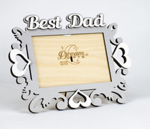 Load image into Gallery viewer, Best Dad Photo Frame Handmade Tabletop Wall Decorative Hearts Style Gift Idea