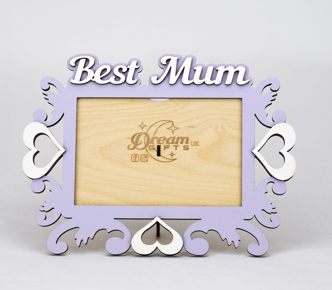 Best Mum Photo Frame Handmade Tabletop Wall Decorative Hearts Style Gift Idea