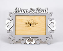 Load image into Gallery viewer, Mum &amp; Dad Hand Made Wooden Photo Frame For Tabletop or Wall Decorative Style Baby Gift Idea