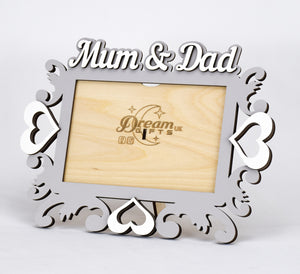 Mum & Dad Hand Made Wooden Photo Frame For Tabletop or Wall Decorative Style Baby Gift Idea