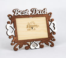 Load image into Gallery viewer, Best Dad Photo Frame Handmade Tabletop Wall Decorative Hearts Style Gift Idea