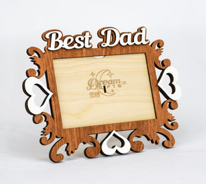 Best Dad Photo Frame Handmade Tabletop Wall Decorative Hearts Style Gift Idea