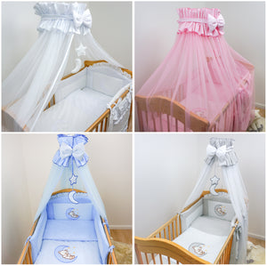Luxury 10 Pcs Embroidered Baby Toddler Canopy Bedding Set For Cot Cot Bed - Moon - babycomfort.co.uk