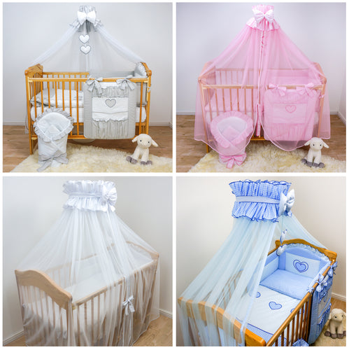 16 Pcs Baby Bedding Set Nappy Bag Cot Tidy Wrap Curtains Fits Cot Cot Bed Heart - babycomfort.co.uk