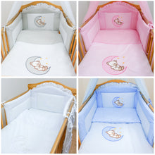 Load image into Gallery viewer, 5 Piece pcs Baby Bedding Cot Cotbed Bumper Set Duvet Cover Bear Moon Embroidery - babycomfort.co.uk