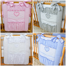 Load image into Gallery viewer, Cot Tidy / Organiser 4 Pockets Match Baby Nursery Cot / Cot Bed Bedding - Heart - babycomfort.co.uk