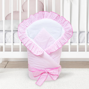 Newborn Baby Soft Swaddle Wrap 0-3 months / Swaddling Blanket / Duvet - Plain Check - babycomfort.co.uk