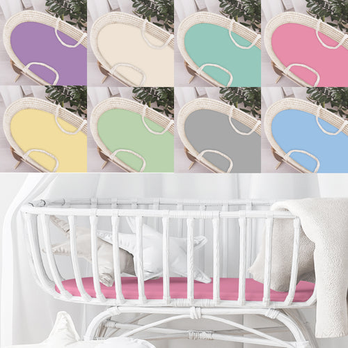 Baby Moses Basket Fitted Sheet / Jersey 100 % Cotton Oval Shape Sheet - babycomfort.co.uk