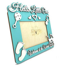 Load image into Gallery viewer, Hello Little One Baby Wooden Photo Frame Handmade for Tabletop or Wall Gift Idea - babycomfort.co.uk