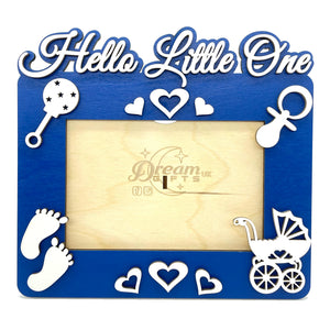 Hello Little One Baby Wooden Photo Frame Handmade Gift for Tabletop or Wall - babycomfort.co.uk