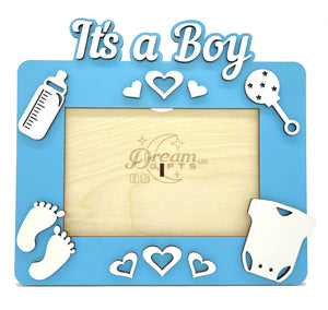 It's A Boy Baby Wooden Photo Frame Handmade for Tabletop or Wall Decorative Gift - babycomfort.co.uk