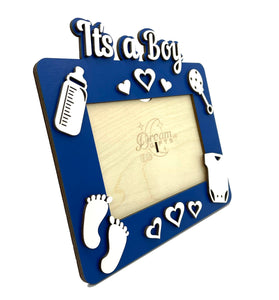 It's A Boy Baby Wooden Photo Frame Handmade for Tabletop or Wall Decorative Gift - babycomfort.co.uk